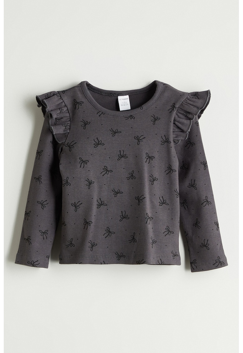 Oferte la Bluza cu imprimeu si volane - Gri inchis