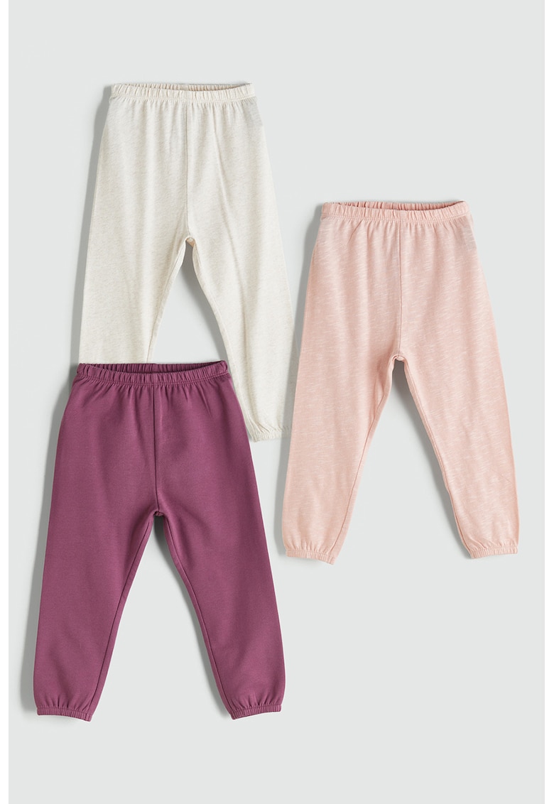 Oferte la Set de pantaloni de pijama cu model uni - 3 piese - Alb/Violet/Roz