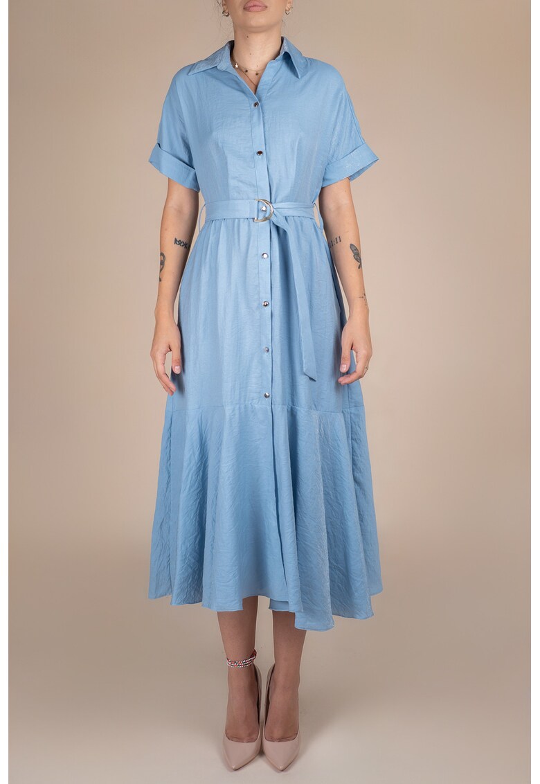 Oferte la Rochie camasa midi cu volan si cordon