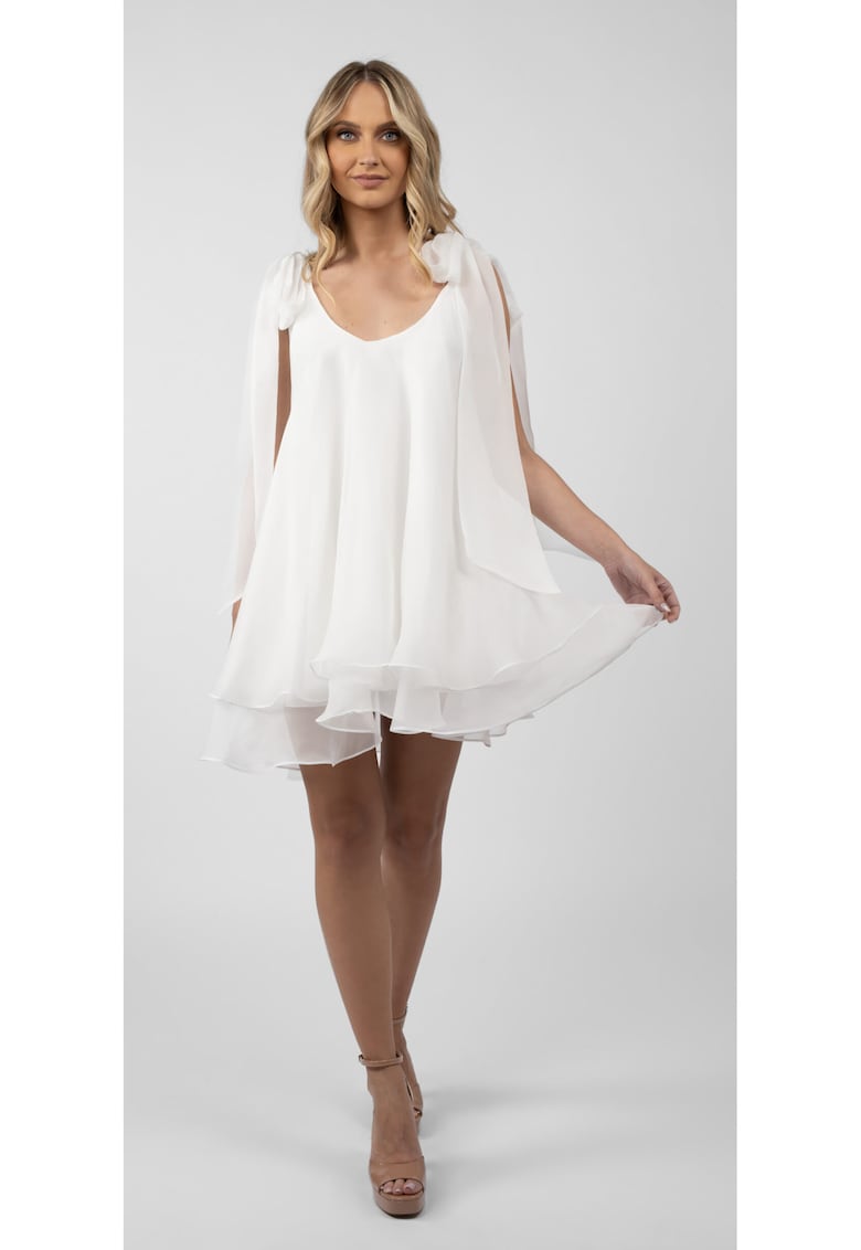 Oferte la Rochie mini cu esarfe - Alb