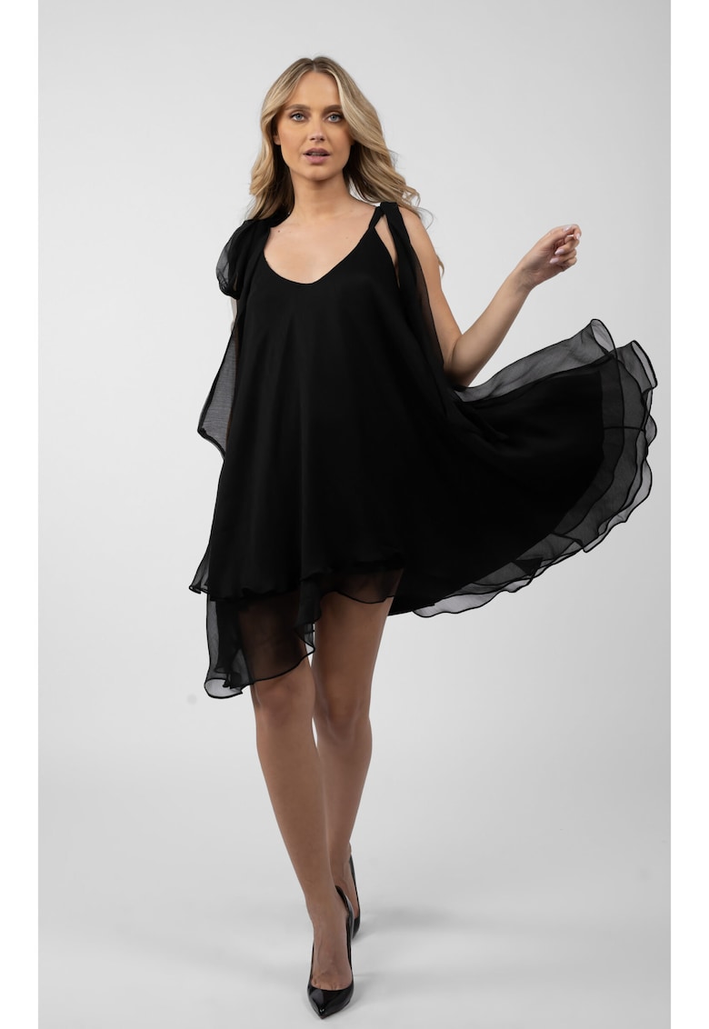 Oferte la Rochie mini cu esarfe - Negru