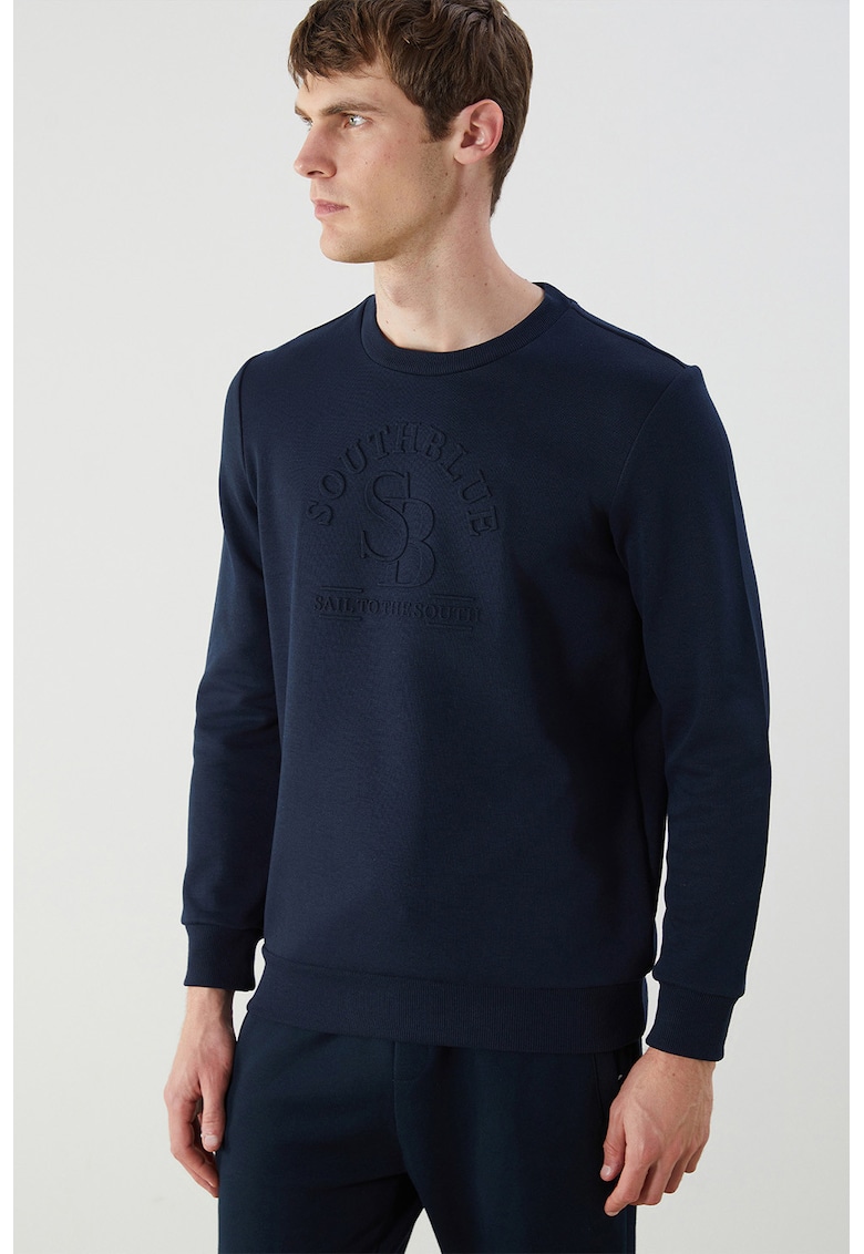 Oferte la Bluza de trening cu decolteu la baza gatului - Bleumarin