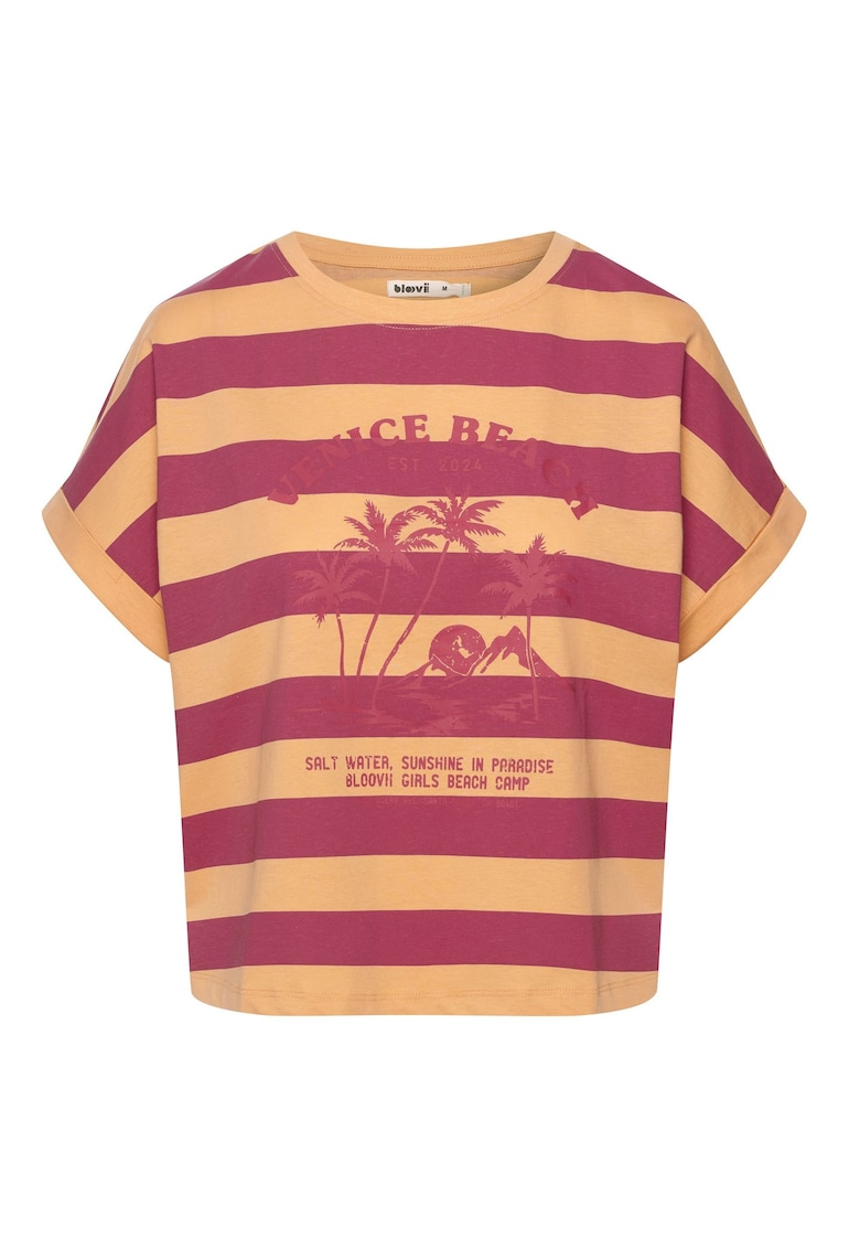 Oferte la Tricou dama  portocaliu cu dungi - bumbac - Portocaliu