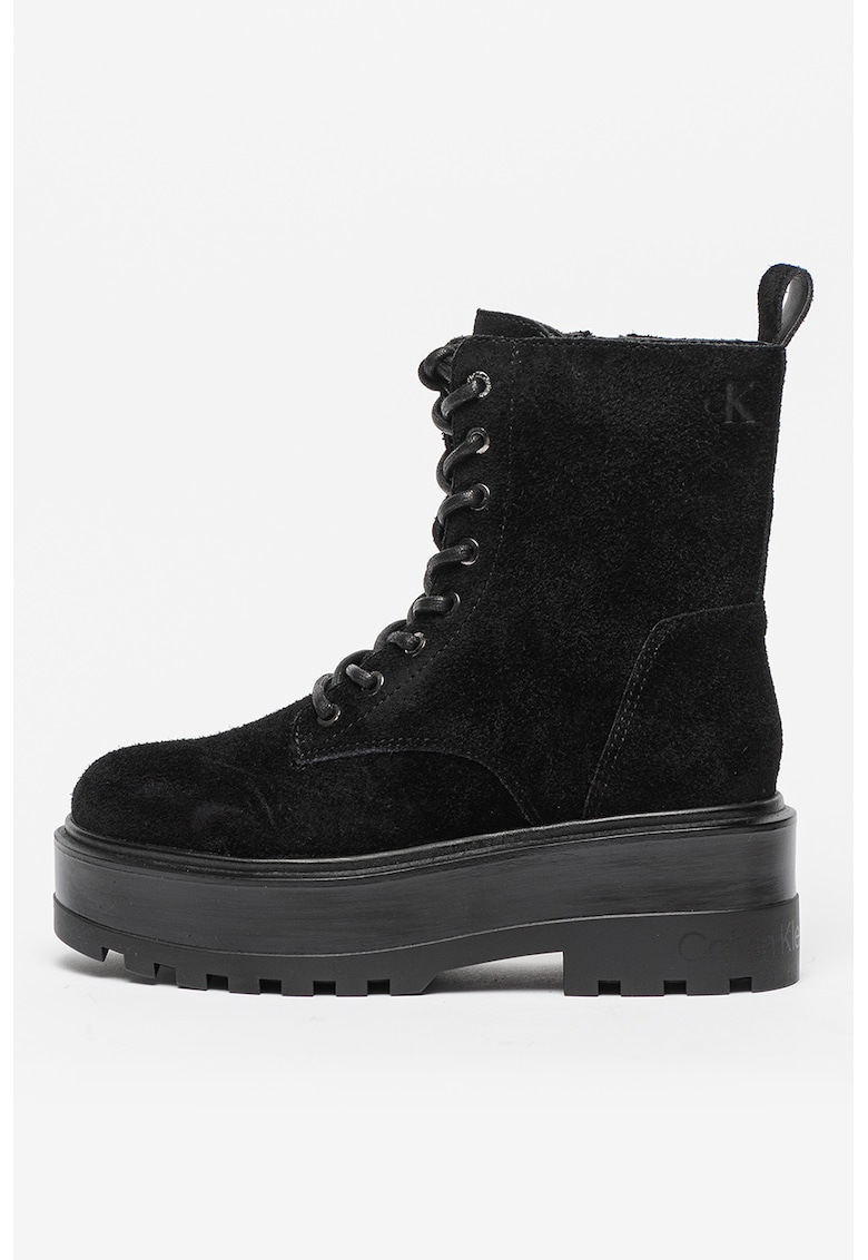 Oferte la Ghete de piele intoarsa cu platforma - Negru
