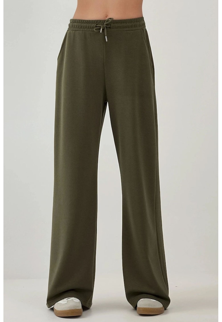 Oferte la Pantaloni de trening -  croi larg - talie inalta - modal - Kaki
