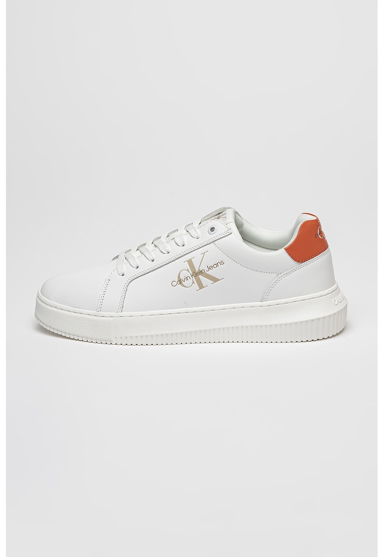 Oferte la Pantofi sport low-cut de piele cu logo - Portocaliu stins/Alb murdar