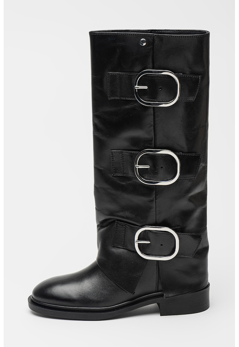 Oferte la Cizme lungi din piele Mia - Negru