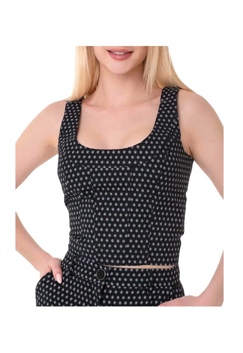 Oferte la Crop top cu fermoar si decolteu patrat Eleni -