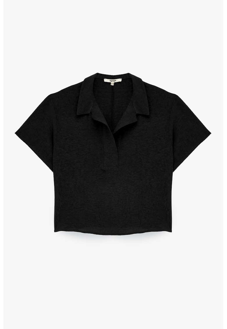 Oferte la Bluza crop cu maneci scurte - Negru