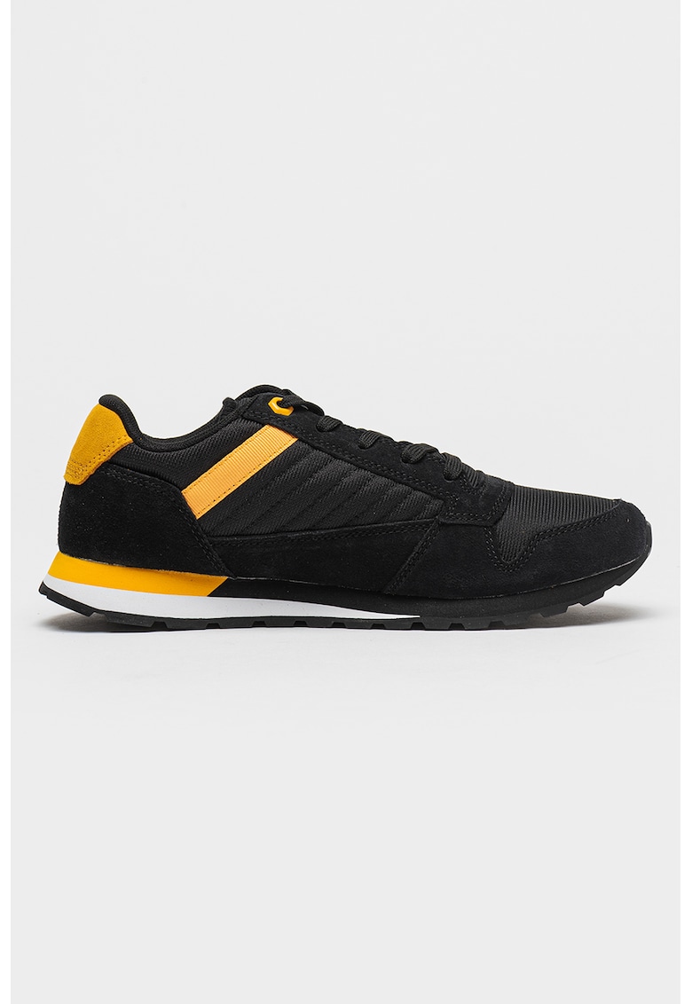 Oferte la Pantofi sport din piele intoarsa si material textil cu logo - Negru/Portocaliu