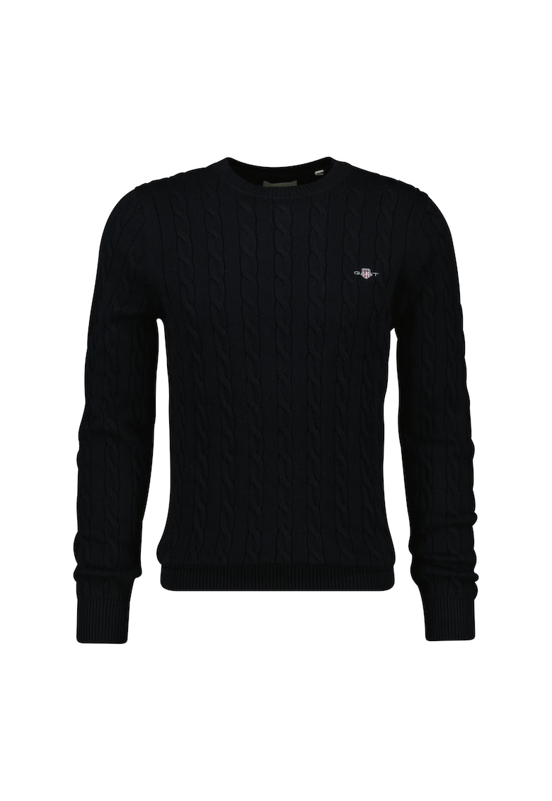 Pulover cu model torsade - Negru