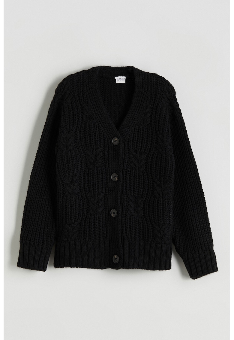 Cardigan tricotat cu nasturi - Negru