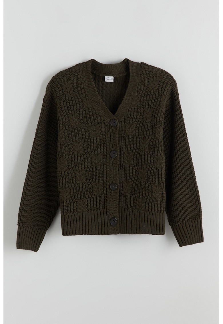 Oferte la Cardigan tricotat cu nasturi - Maro inchis