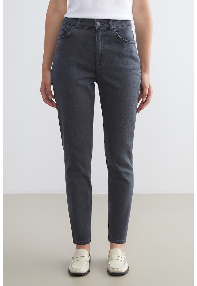 Oferte la Blugi slim fit cu talie inalta - Negru stins