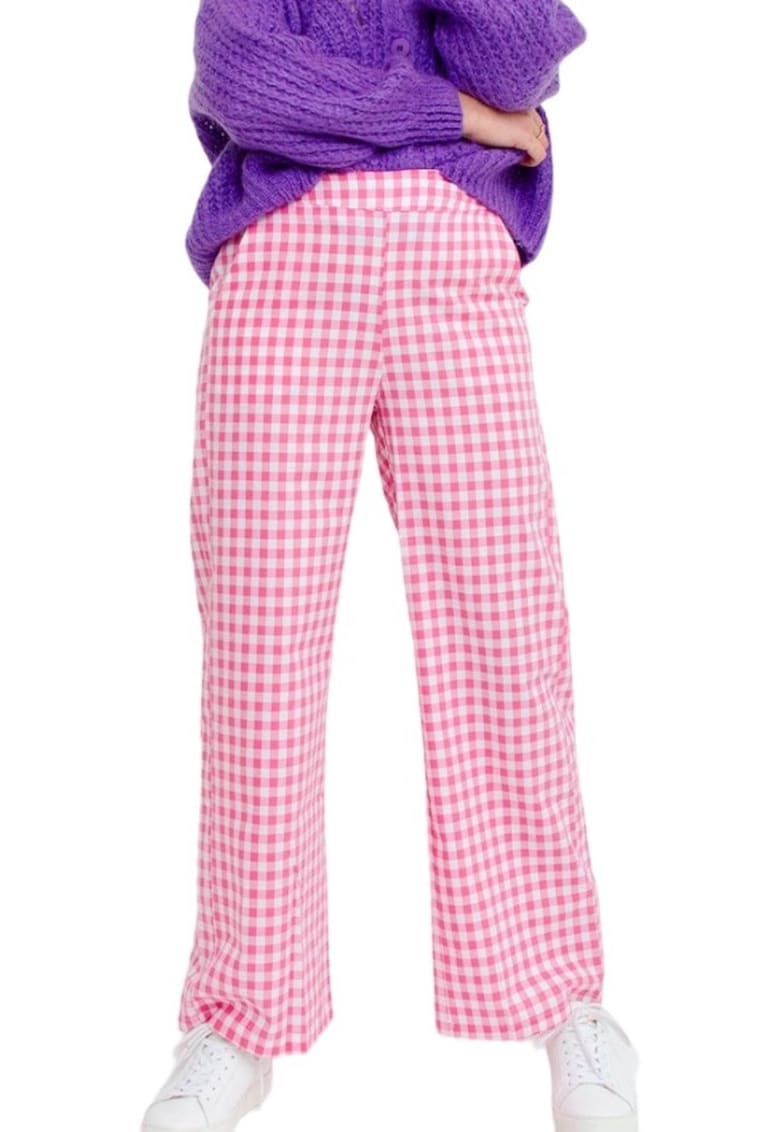Oferte la Pantaloni dama -  Bumbac - Alb/Roz