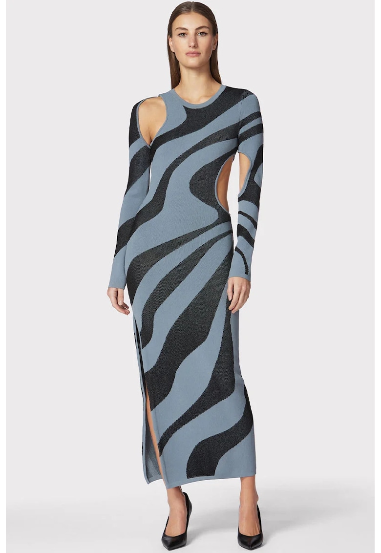 Oferte la Rochie din jacquard dublu tricotat - cu imprimeu abstract - Gri