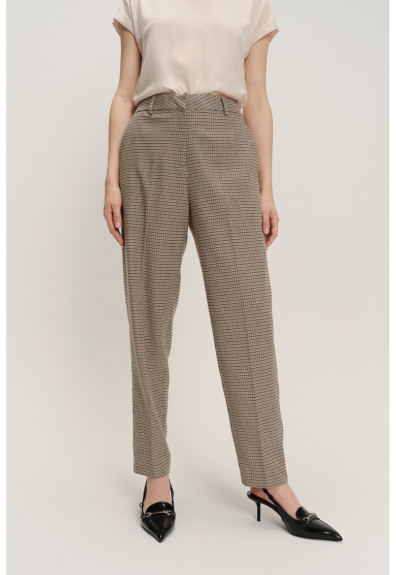 Oferte la Pantaloni din amestec de modal si talie inalta - Negru/Maro/Bej