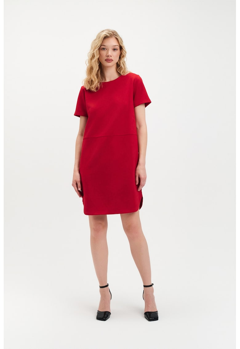 Oferte la Rochie midi cu cordon in talie - Rosu vermillion