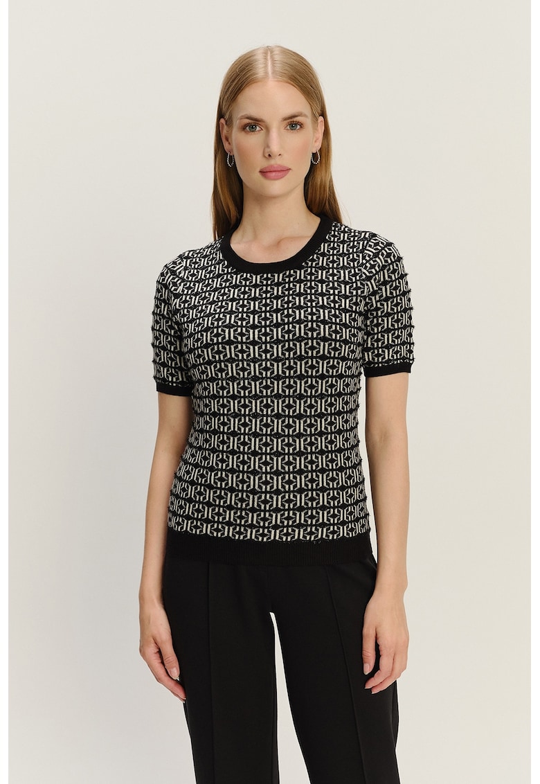 Oferte la Pulover cu imprimeu grafic - Alb fildes/Negru