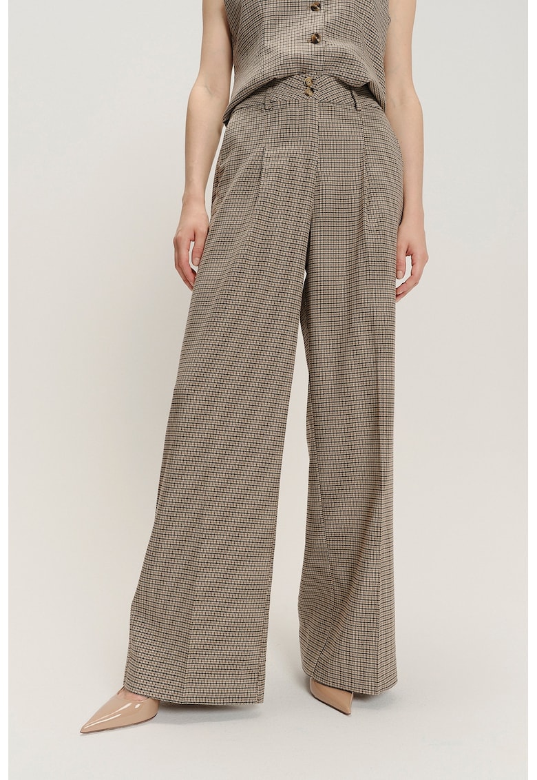 Oferte la Pantaloni din amestec de modal cu croiala ampla - Negru/Maro/Bej