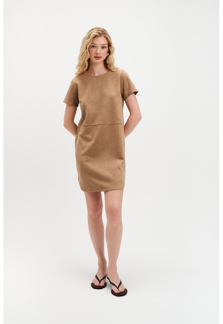 Oferte la Rochie midi cu cordon in talie - Maro deschis