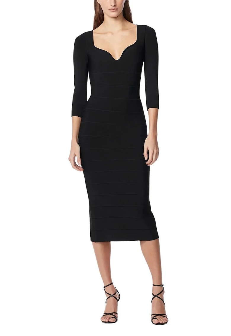 Oferte la Rochie midi cu model suprapus - Negru