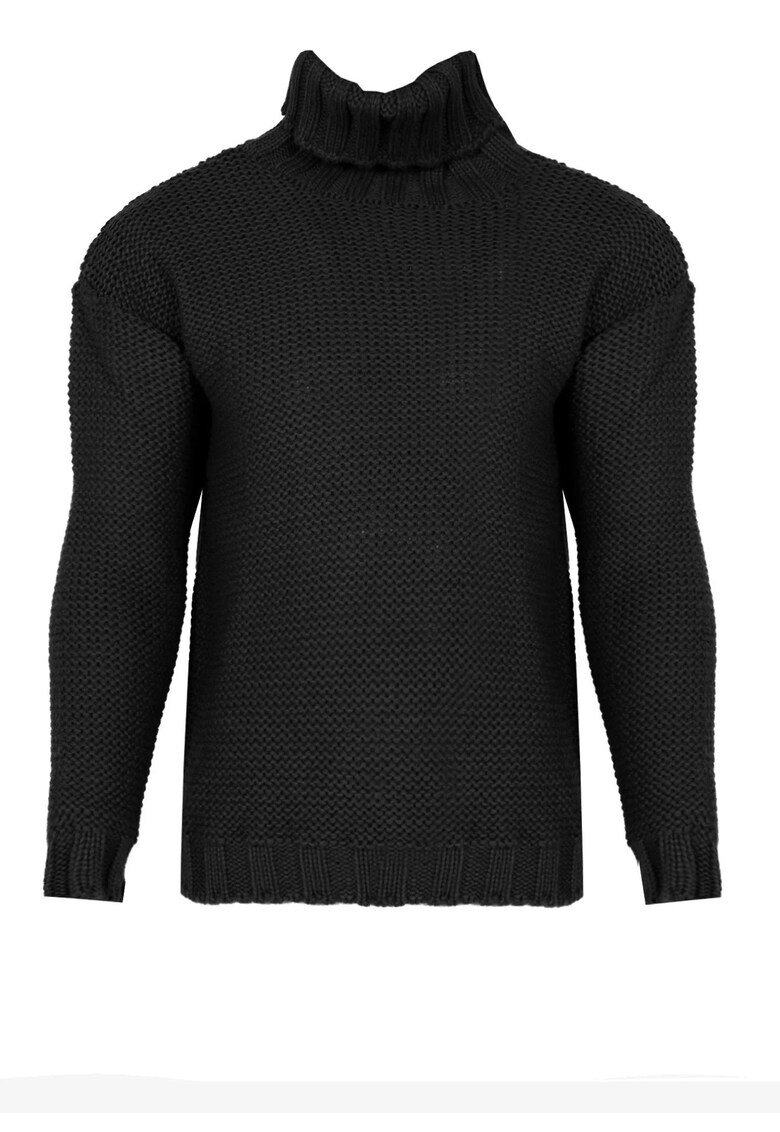 Oferte la Pulover uni cu guler inalt - Negru