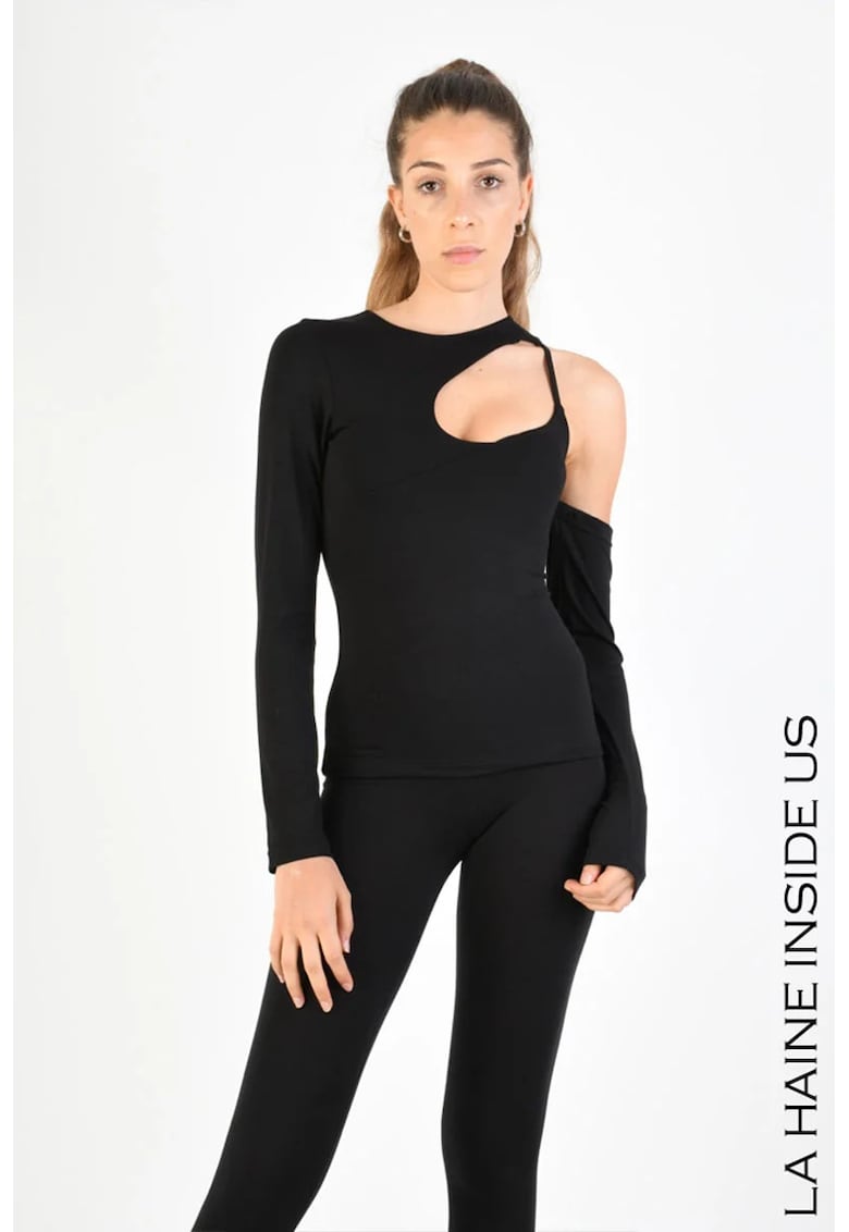 Oferte la Tricou regular fit cu decupaj frontal și mânecă detașabilă - Bej