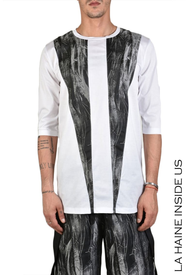 Oferte la Tricou mulat cu imprimeu minimalist - Alb