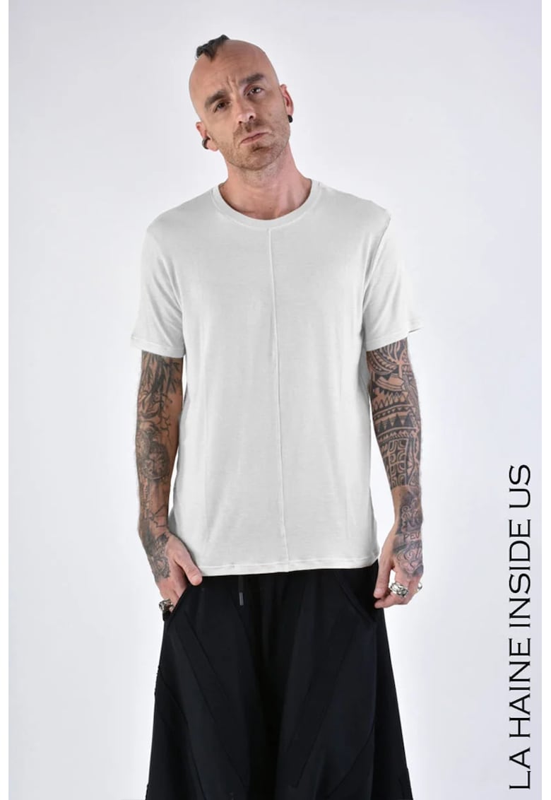 Oferte la Tricou transparent regular fit cu guler rotund - Alb