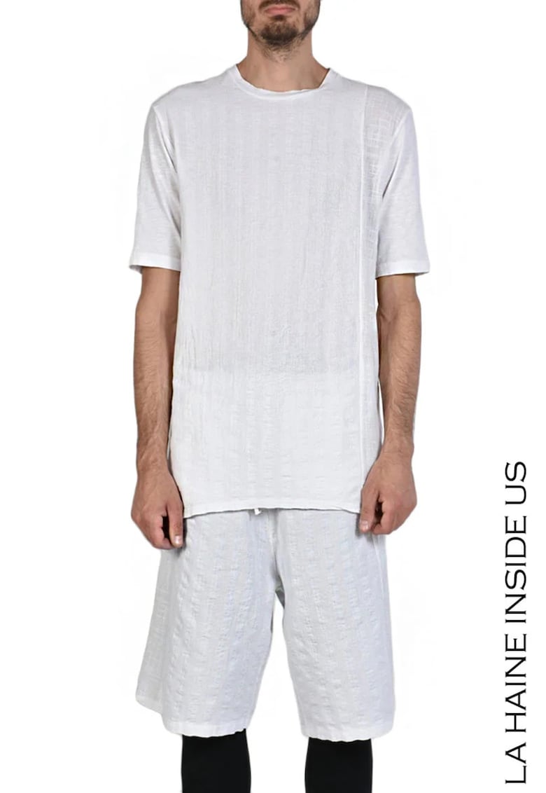 Oferte la Tricou din bumbac reliefat cu croială dreaptă - Alb
