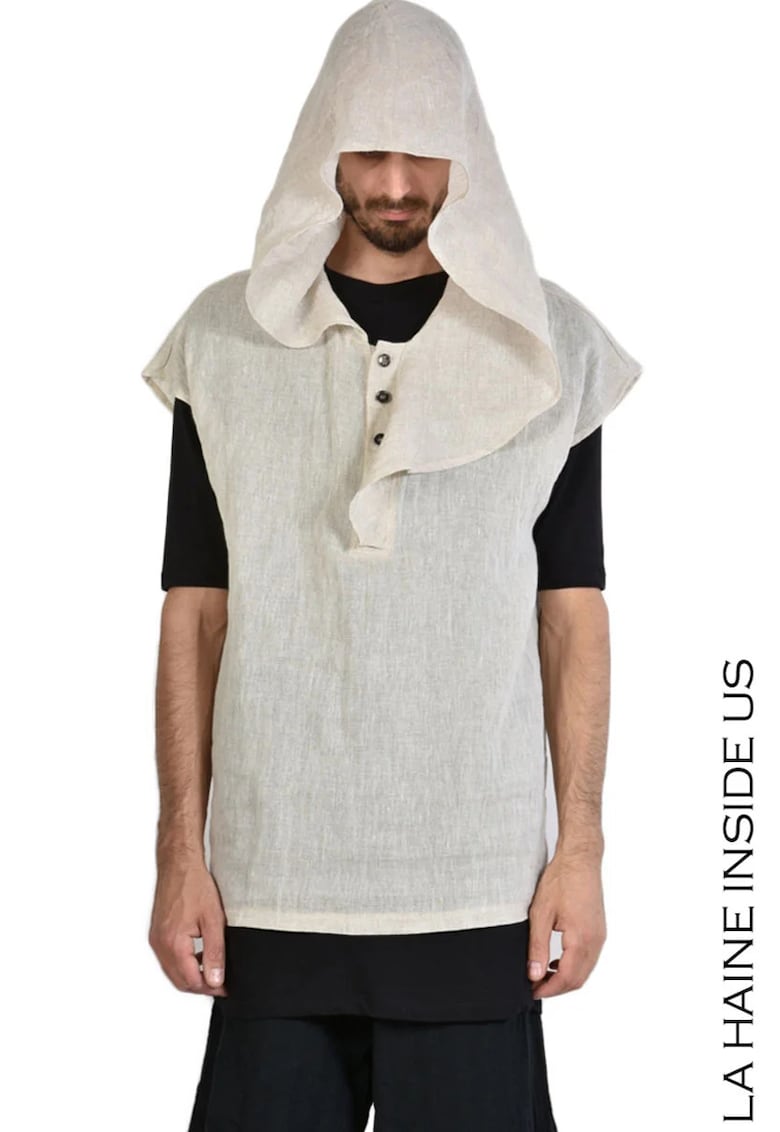 Oferte la Tricou de vară ușor transparent asimetric fără mâneci - Bej