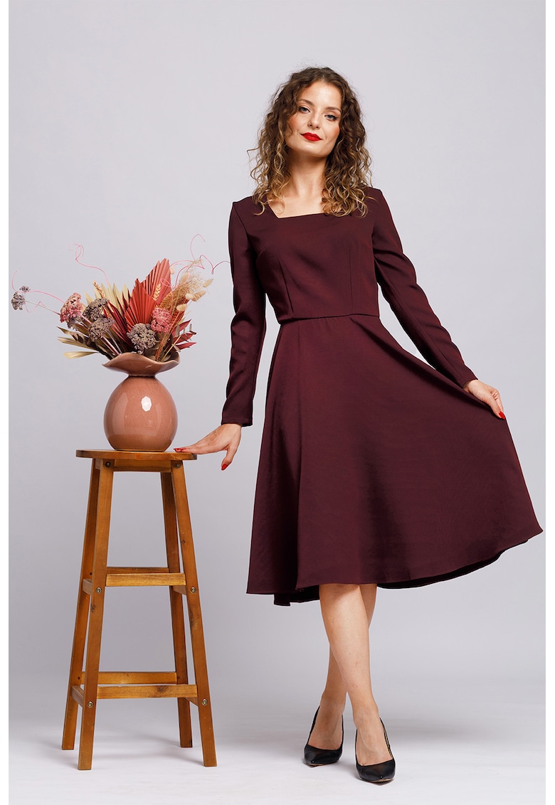 Oferte la Rochie midi evazata - Visiniu