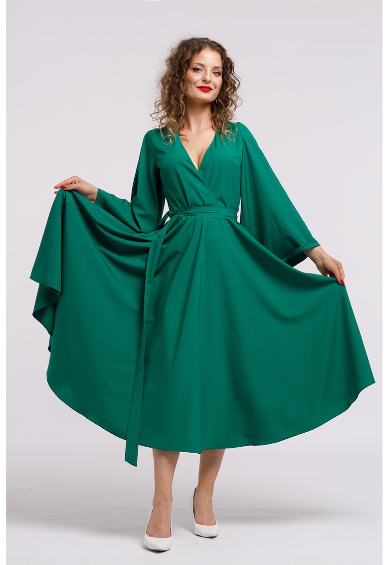 Oferte la Rochie cu croiala petrecuta si decolteu in V - Verde padure