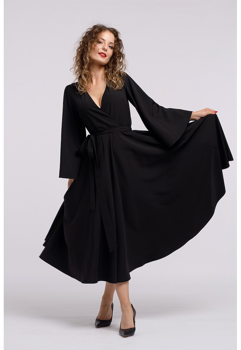 Oferte la Rochie cu croiala petrecuta si decolteu in V - Negru