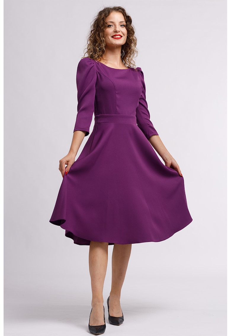Oferte la Rochie midi evazata cu fermoar - Violet