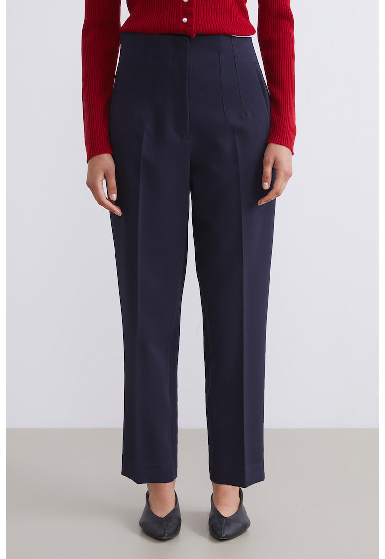 Oferte la Pantaloni conici cu talie inalta - Albastru ultramarin