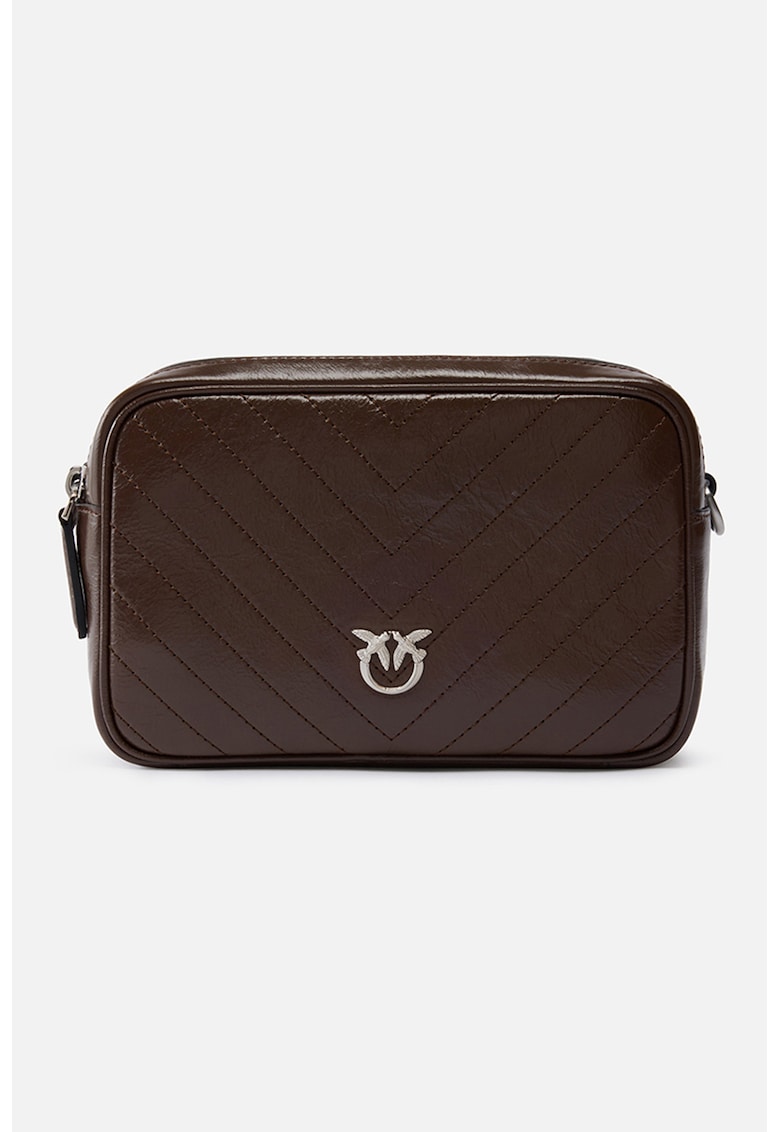 Oferte la Geanta crossbody de piele cu doua compartimente - Maro inchis