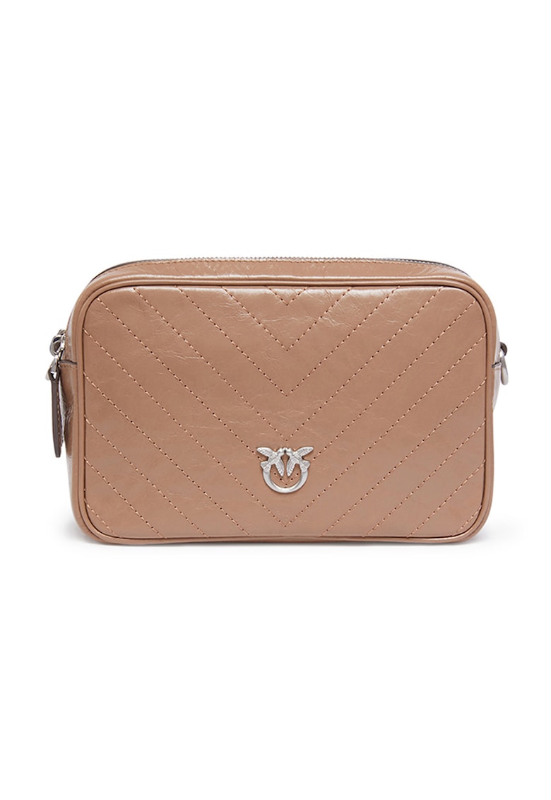 Oferte la Geanta crossbody de piele cu doua compartimente - Bej