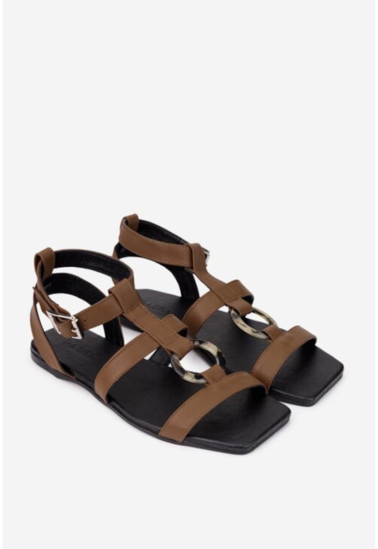 Oferte la Sandale dama taupe din piele naturala cu ornament