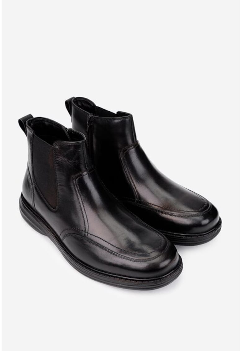 Oferte la Ghete barbati din piele naturala neagra cu elastic si fermoar