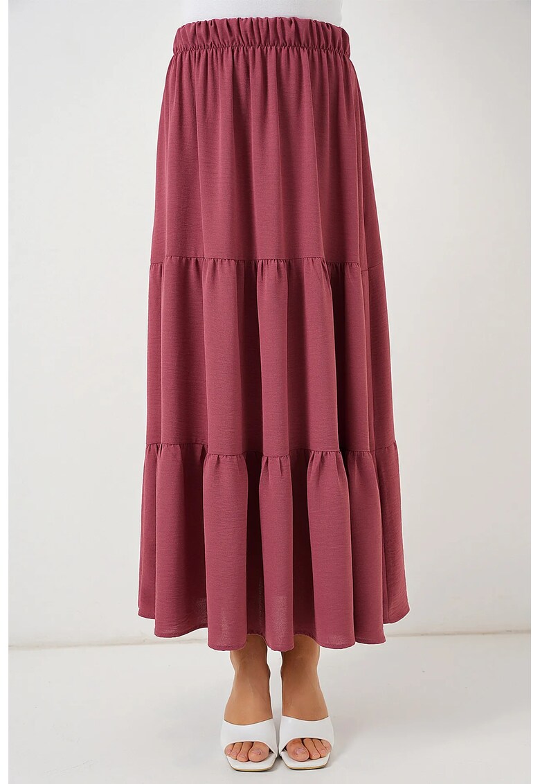 Oferte la Fusta maxi texturata HiCCUP - roz - poliester-elastan - croiala standard