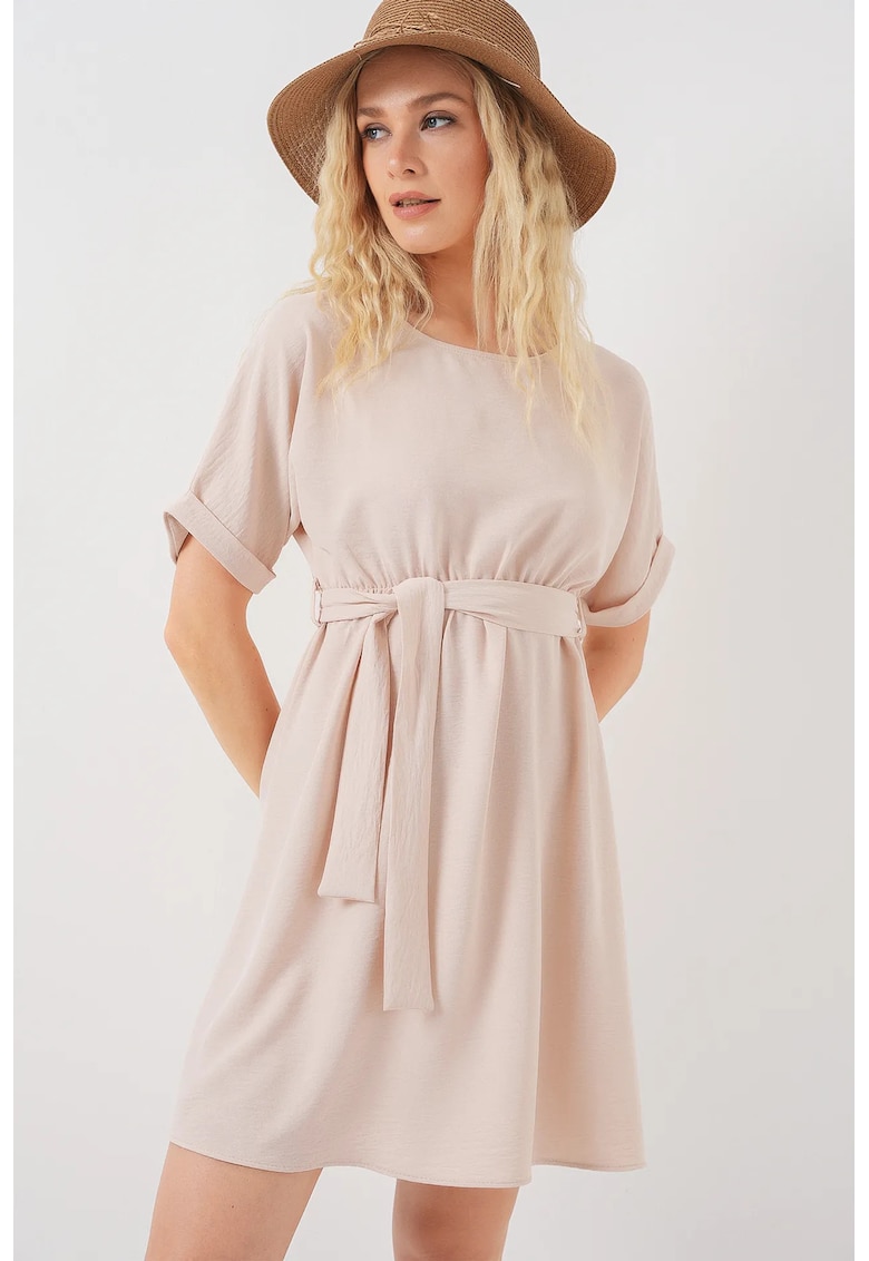 Oferte la Rochie mini dama HiCCUP - cu cordon - poliester/elastan - bej