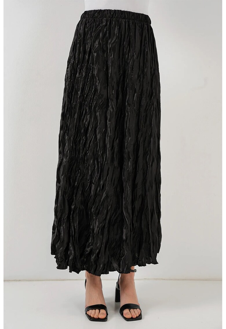 Oferte la Fusta maxi - HiCCUP - texturata - cu captuseala - neagra - satin