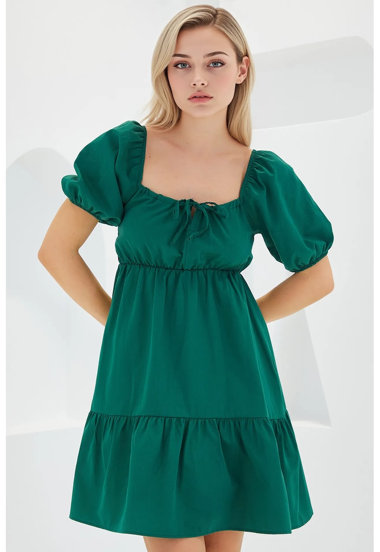 Oferte la Rochie mini dama HiCCUP - decolteu patrat - forma de A - bumbac/poliester - verde
