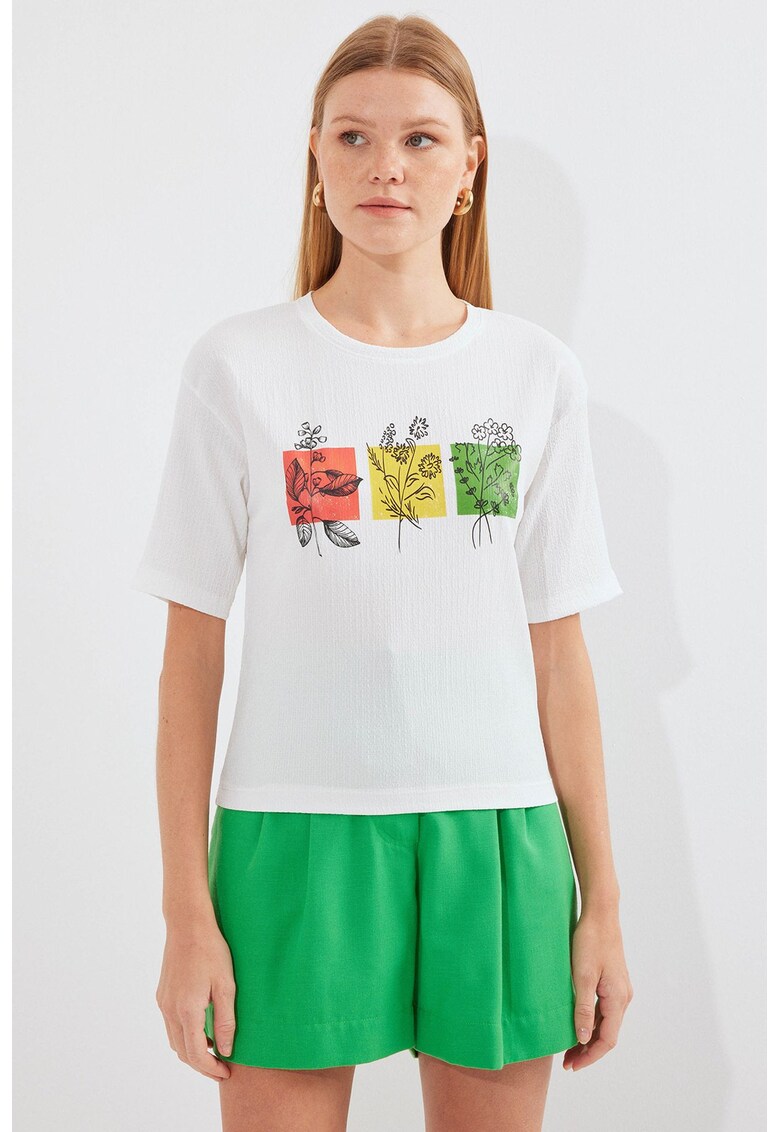 Oferte la Tricou dama HiCCUP cu imprimeu alb - Alb
