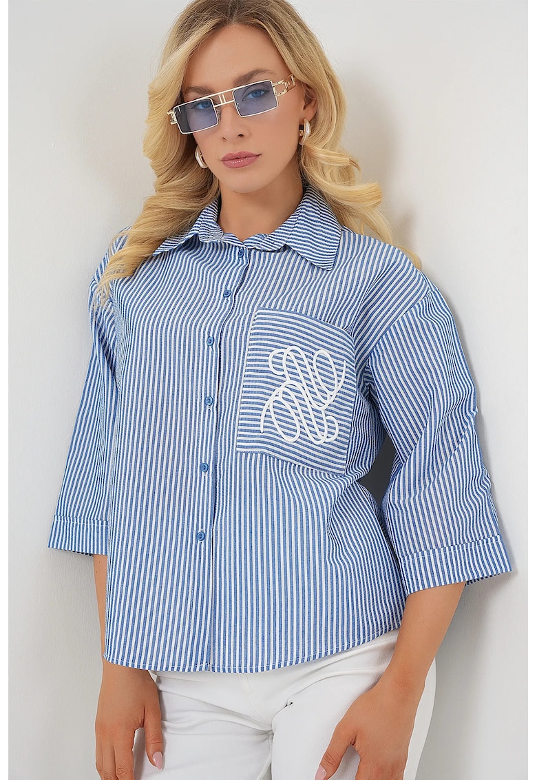 Oferte la Camasa HiCCUP din poplin - albastru - bumbac