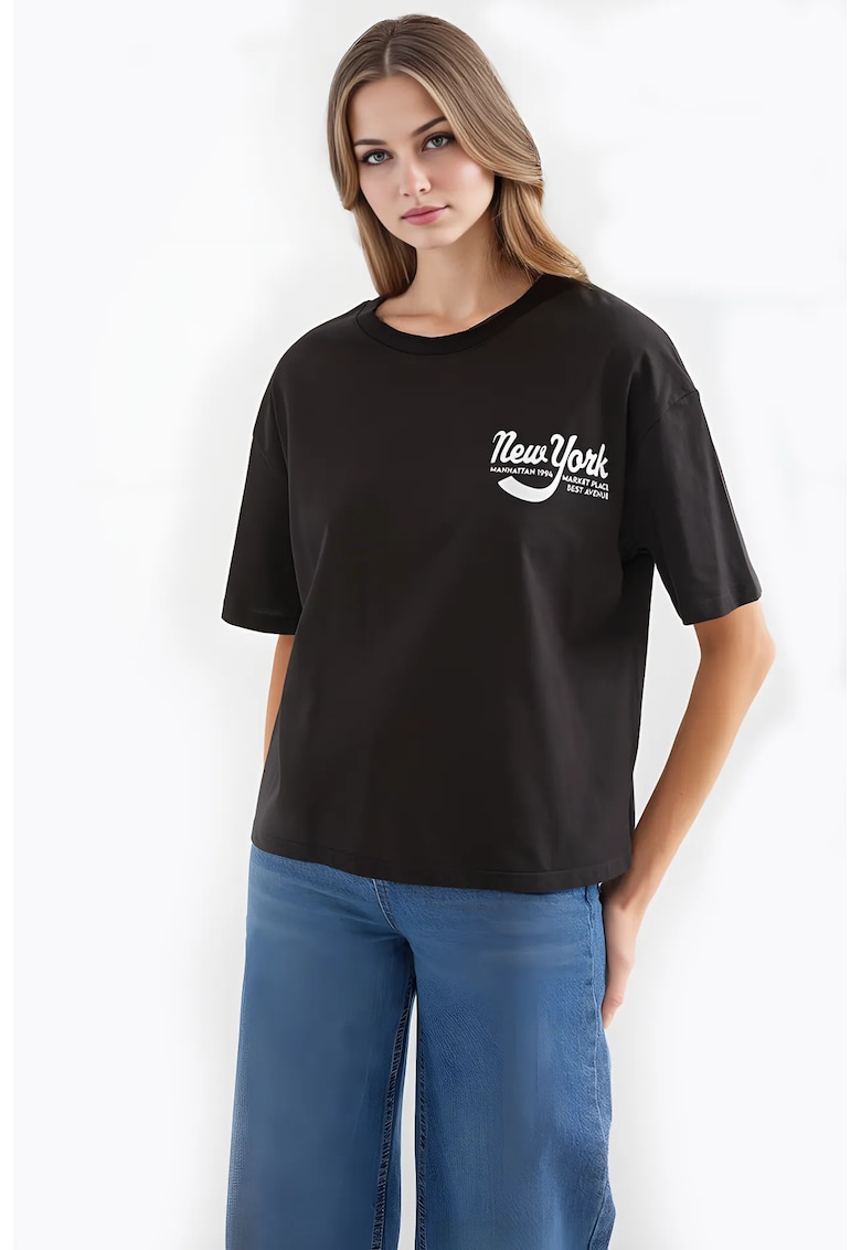 Oferte la Tricou dama HiCCUP - croiala lejera - negru - bumbac - Negru
