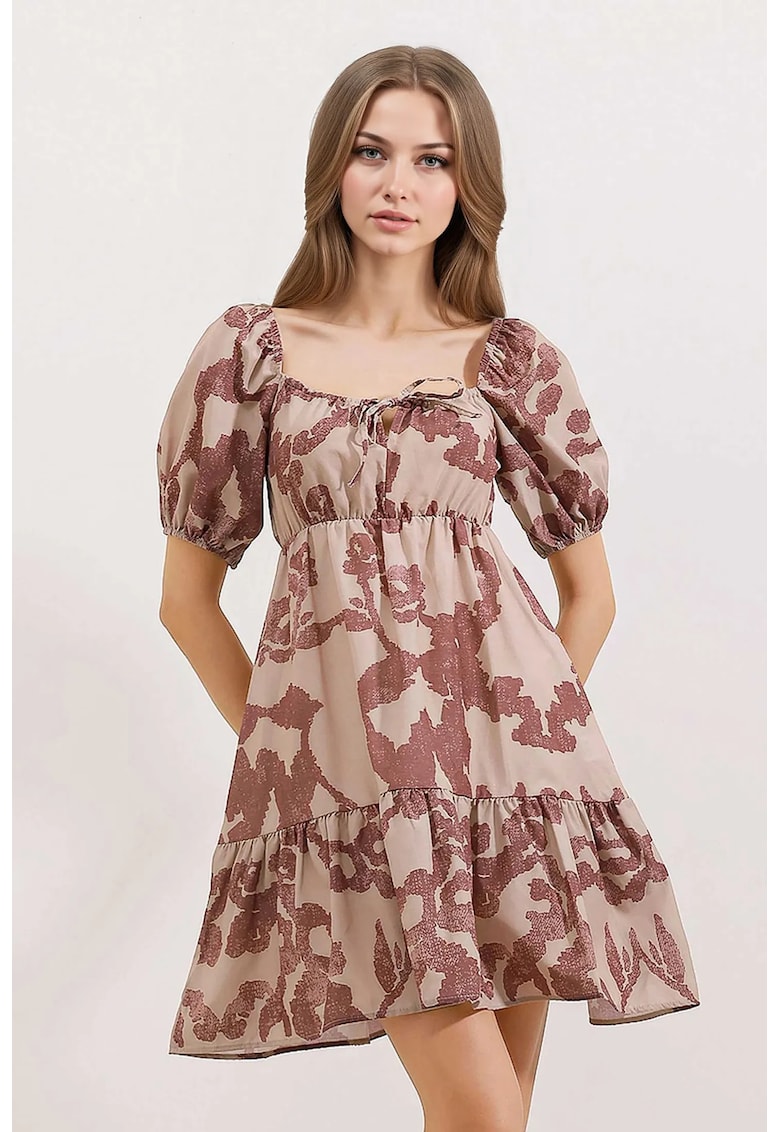 Oferte la Rochie mini dama - HiCCUP - forma de A - decolteu patrat - bumbac/poliester - roz
