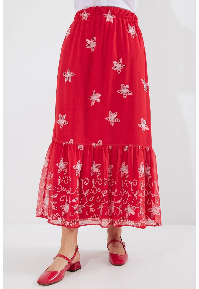 Oferte la Fusta maxi - HiCCUP - imprimeu - rosu - poliester